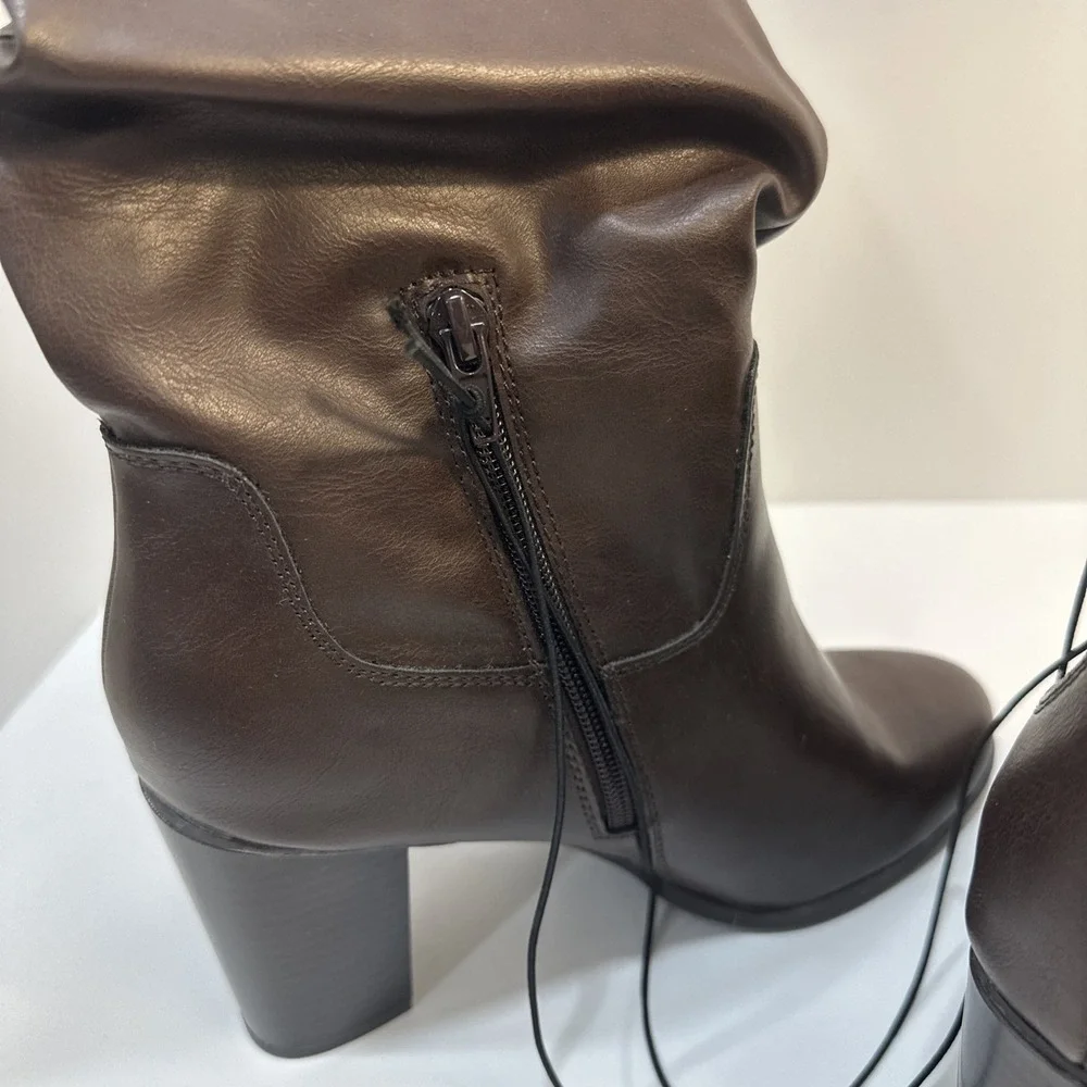 Style&Co Saraa Women 8.5 Slouch Mid Shaft Boot Chocolat Faux Leather 10013336300